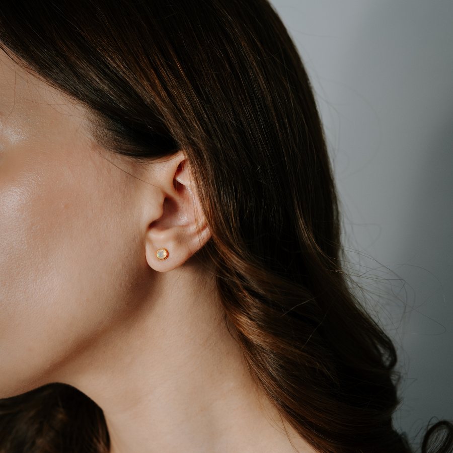 Orecchini in argento Birthstone Golden October - Opale - Indira