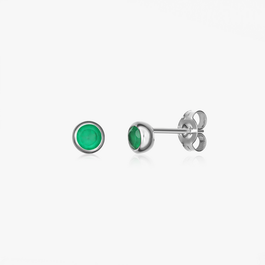 Orecchini in argento Birthstone Maggio - Onice Verde - Indira