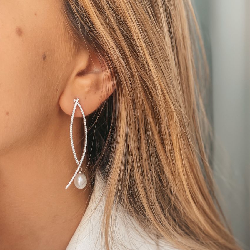 Orecchini in argento Deco - Perle Naturali - Indira