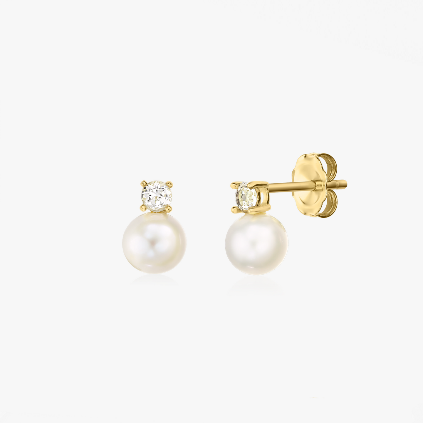 Orecchini in argento Golden Astrid - Perla Naturale e Topazio Bianco - Indira