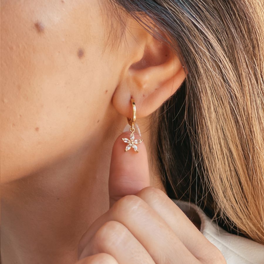 Orecchini in argento Golden Blossom - Topazio Bianco - Indira