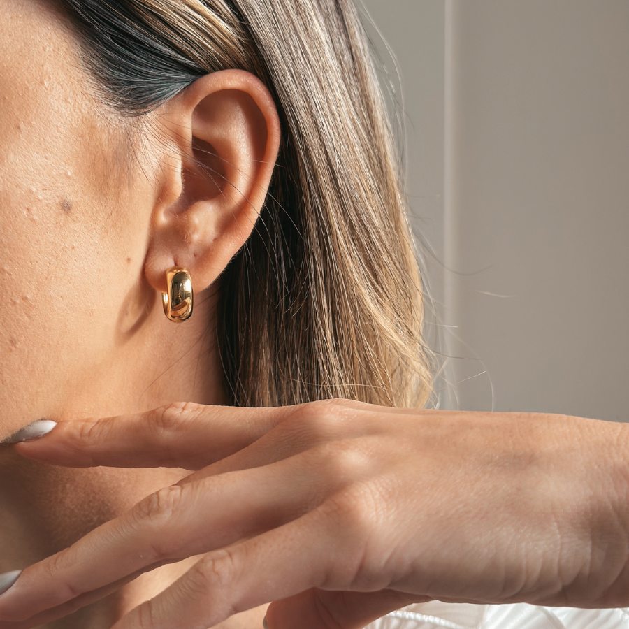 Orecchini in argento Golden Bold Maxi Hoops - Indira