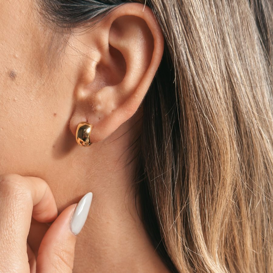 Orecchini in argento Golden Bold Mini Hoops - Indira