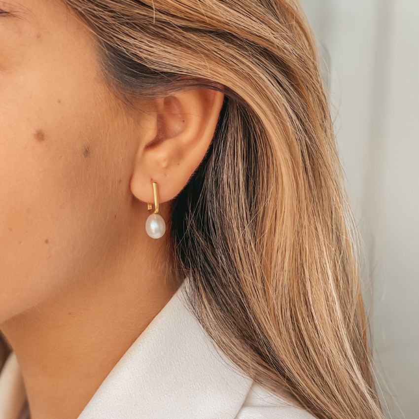 Orecchini in argento Golden Brulée - Perle Naturali - Indira