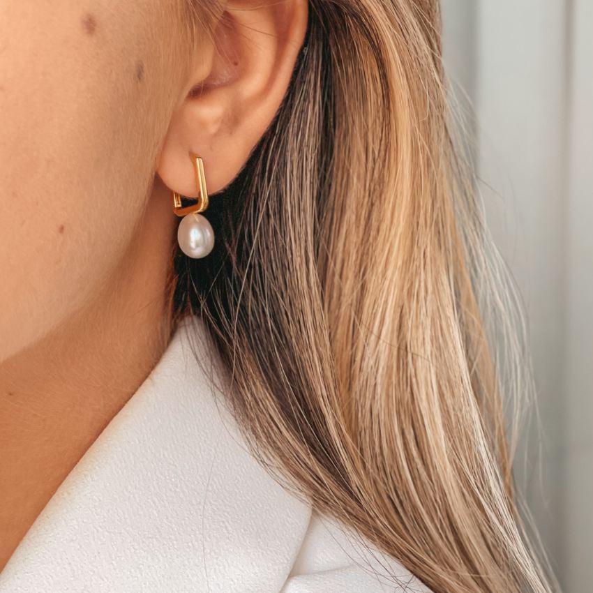 Orecchini in argento Golden Brulée - Perle Naturali - Indira