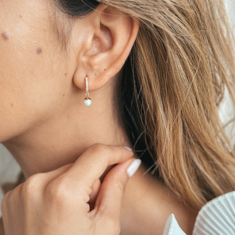 Orecchini in argento Golden Kalya - Perle Naturali, Zirconia - Indira