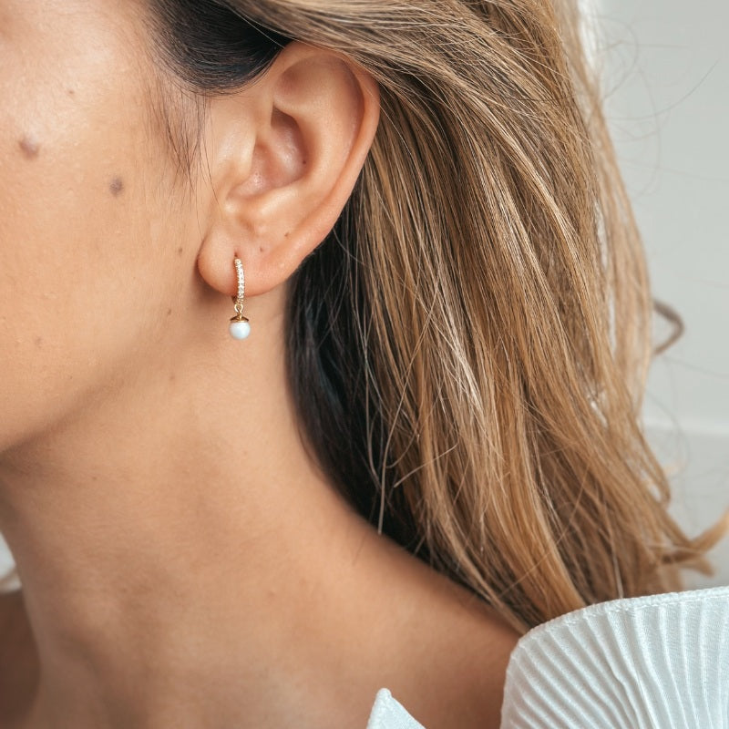 Orecchini in argento Golden Kalya - Perle Naturali, Zirconi - Indira