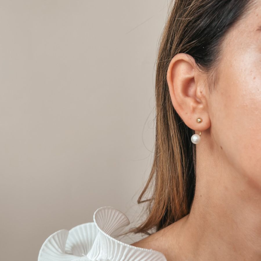 Orecchini in argento Golden Pearl Jacket - Perle Naturali - Indira