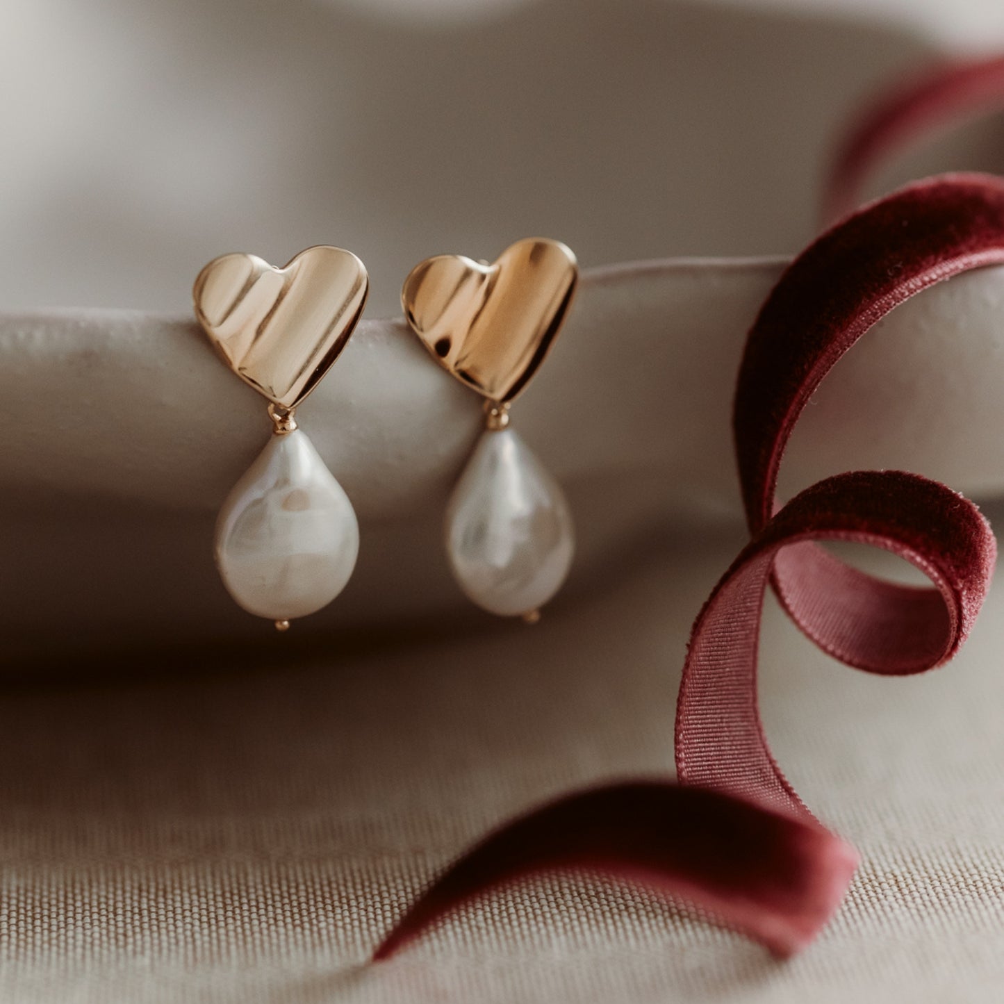 Orecchini in argento Heart of Gold - Perle Naturali - Indira