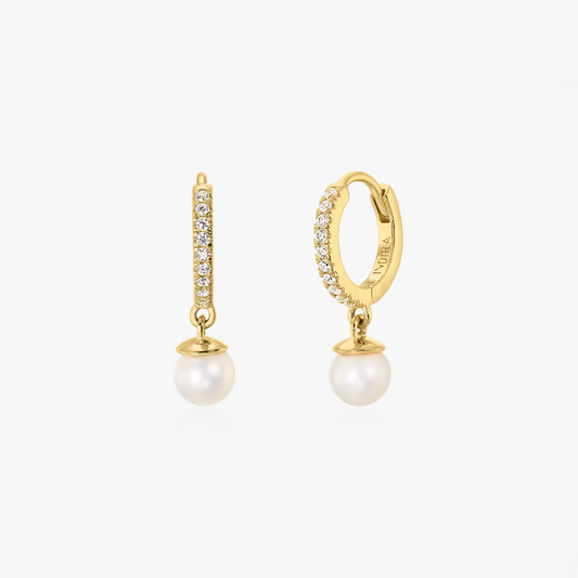 Orecchini in argento Golden Kalya - Perle naturali, Zirconia - Indira