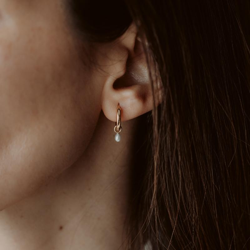 Orecchini in argento Little Golden Drop - Perle Naturali - Indira