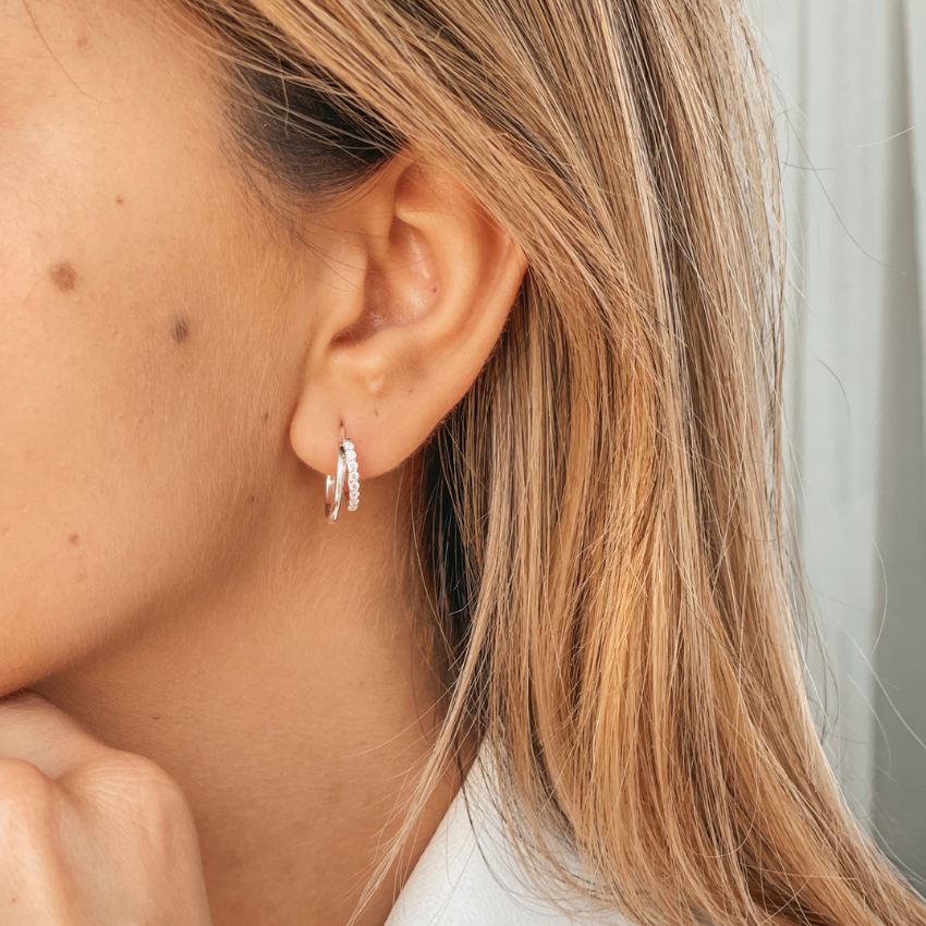 Orecchini in argento siamesi - Zircone - Indira