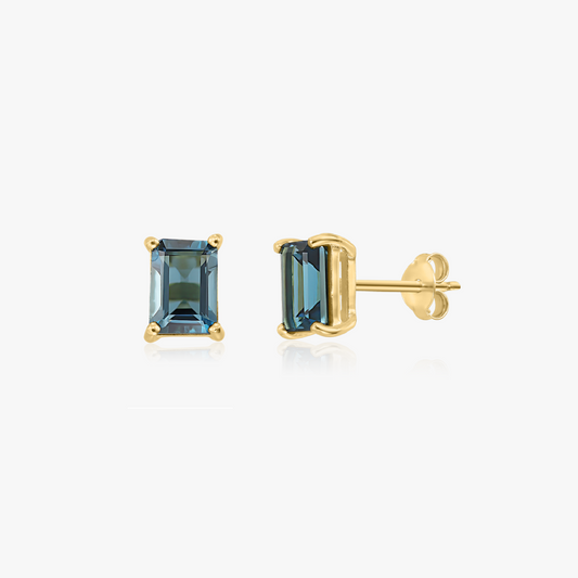 Orecchini in Argento 925 placcati in Oro Giallo Valentina - Topaz Blue Sky
