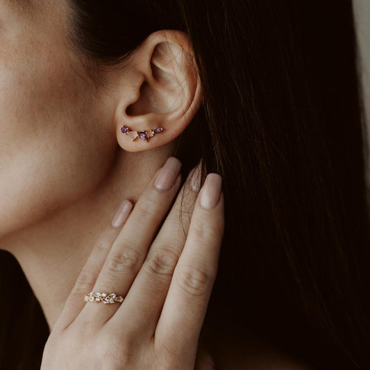Orecchini in argento Valery Golden - Ametista, Calcedonia - Indira