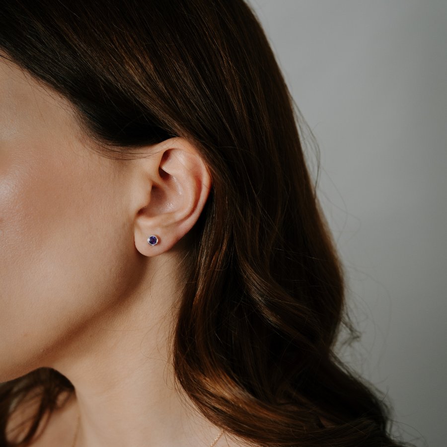 Orecchini in argento Birthstone Febbraio - Ametista - Indira