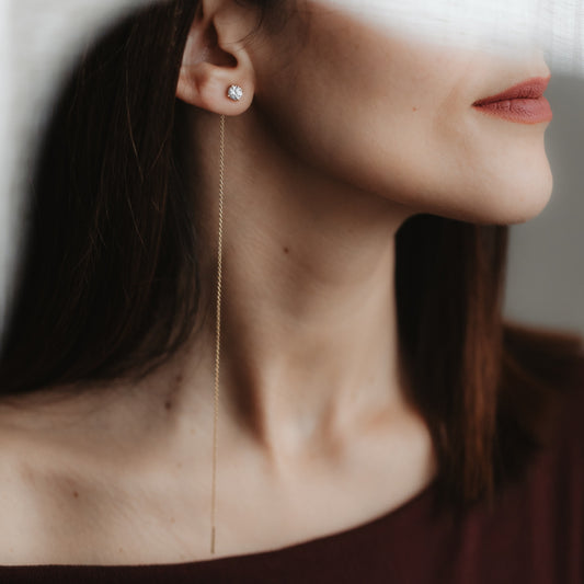 Orecchini in argento placcato oro con Cubic Zirconia Bianca Sadie - Indira