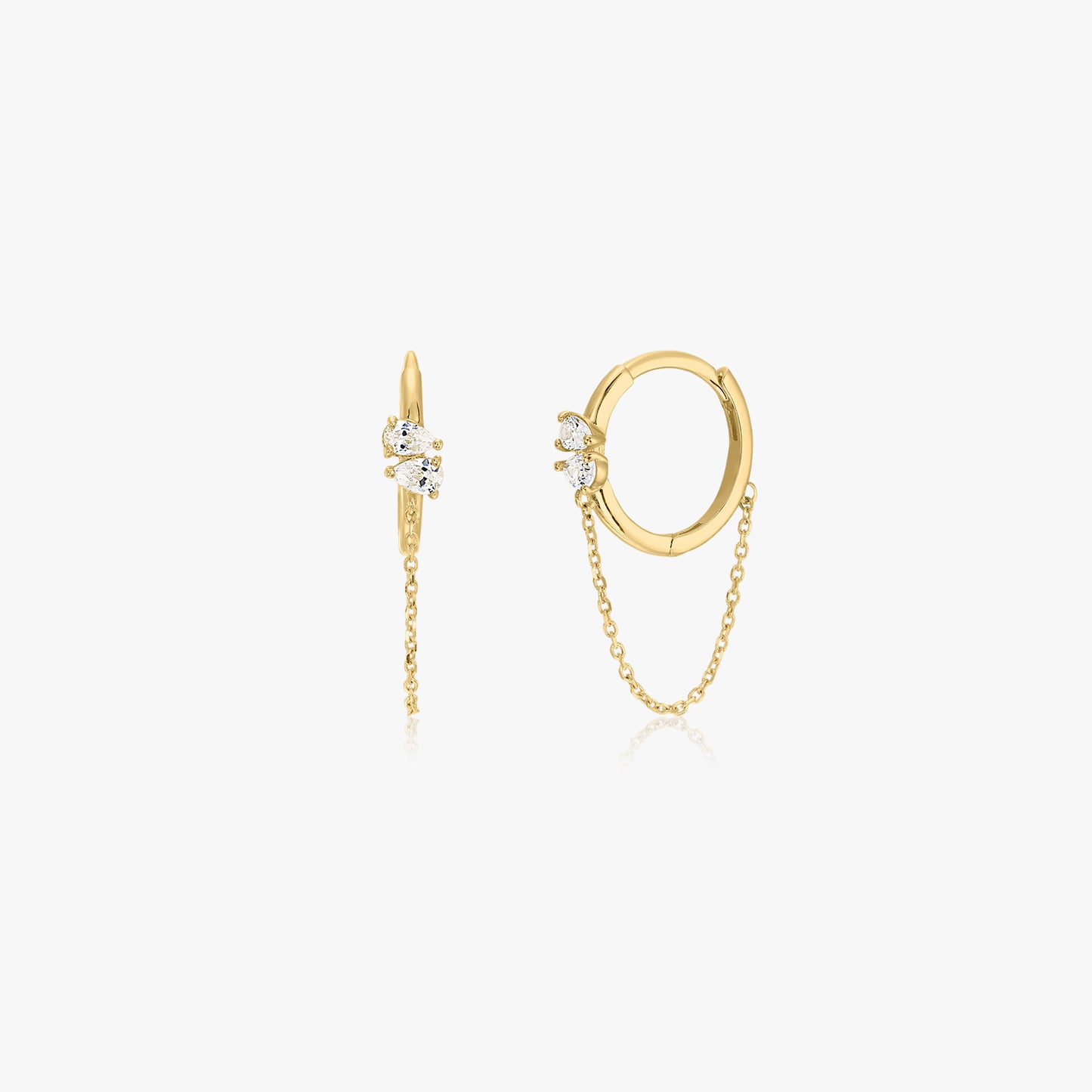 Orecchini in oro Chained Hoops - Zirconio - Indira