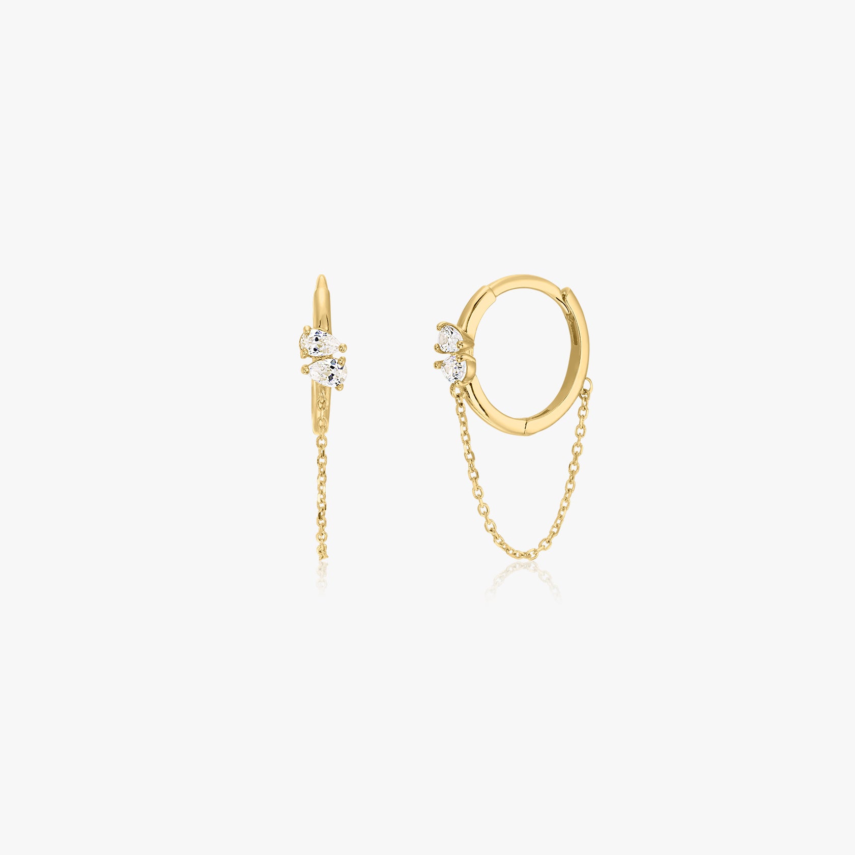 Orecchini in oro Chained Hoops - Zirconio - Indira