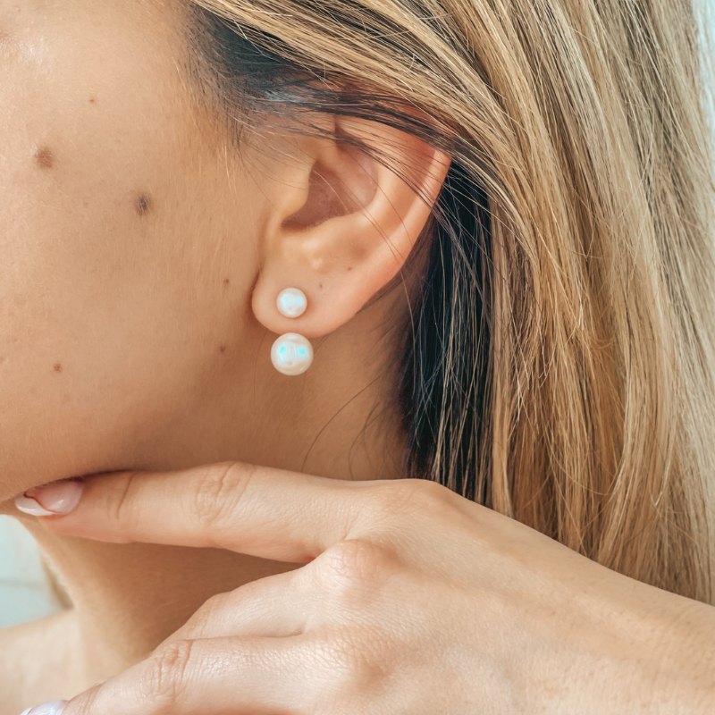 Orecchini in oro Double - Perle Naturali - Indira