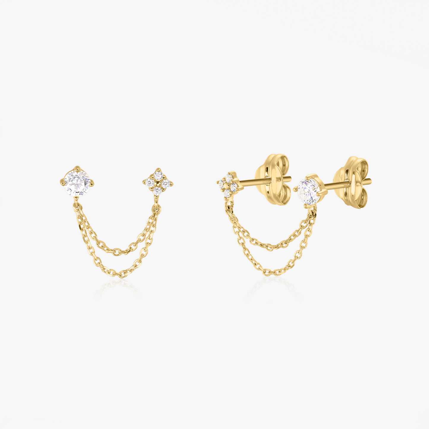Orecchini in oro Double Chained Stones - Indira