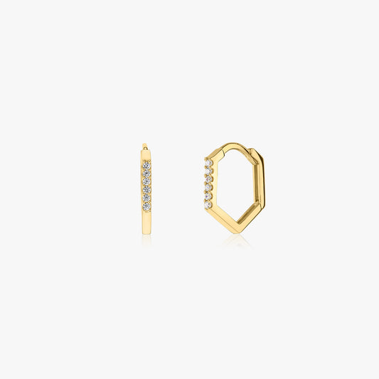 Orecchini in oro Hexagon Hoops - Indira
