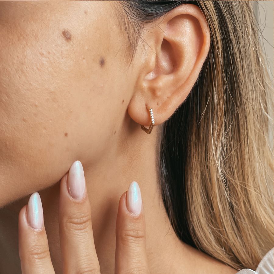 Orecchini in oro Hexagon Hoops - Indira