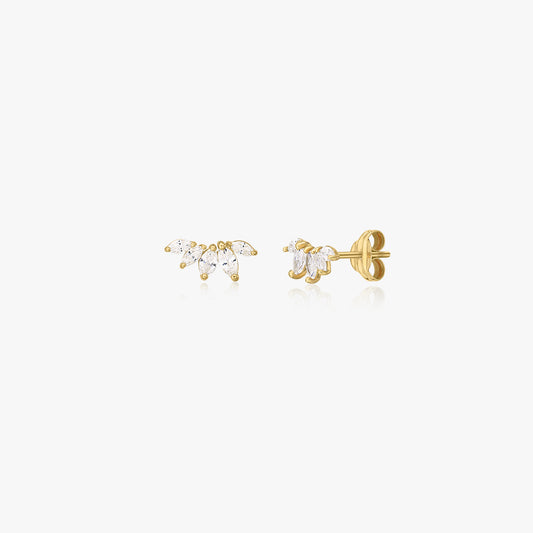 Orecchini in oro Leaves Climber - Zirconia - Indira