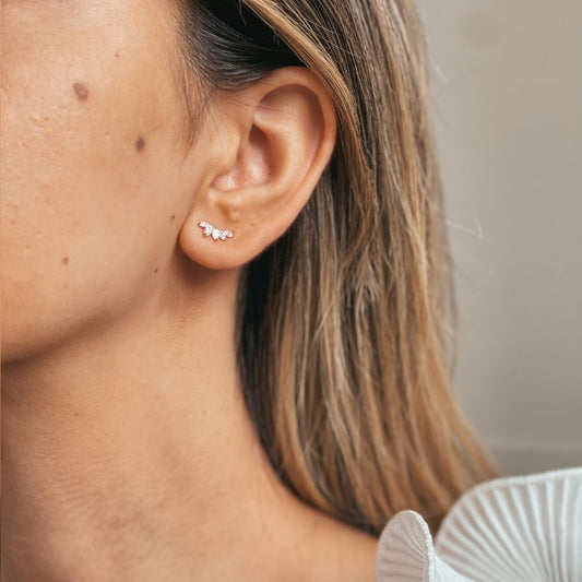 Orecchini in oro Leaves Climber - Zirconia - Indira