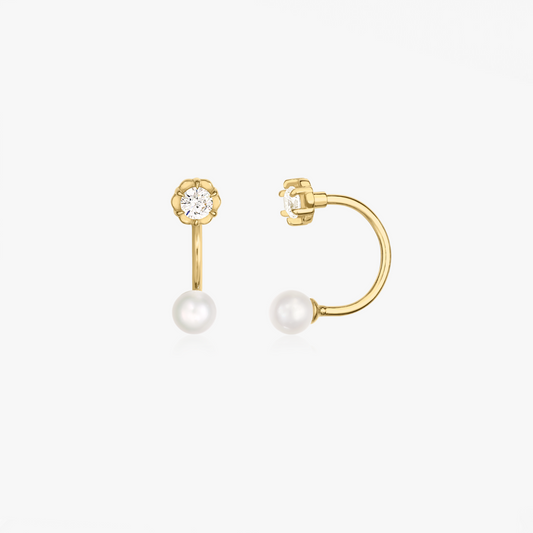 Orecchini in oro Pearl and stone jacket - Perle Naturali - Indira