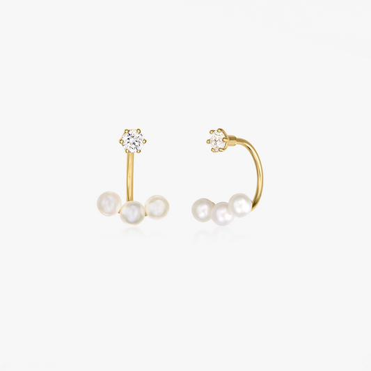 Orecchini in oro Trio Ear Jacket - Perle naturali - Indira