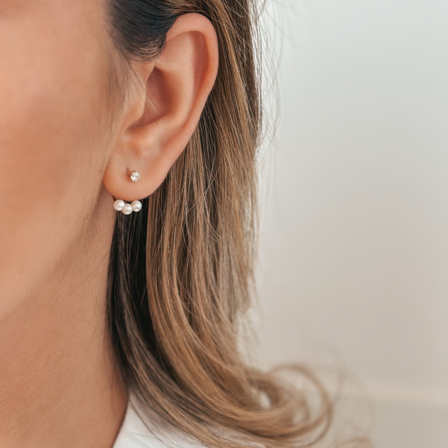 Orecchini in oro Trio Ear Jacket - Perle naturali - Indira