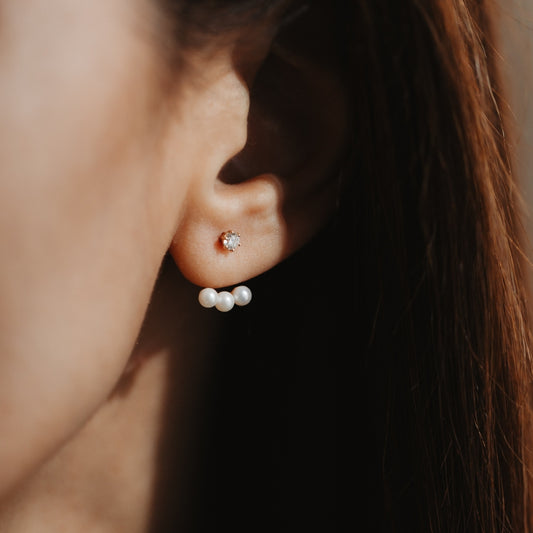 Orecchini in oro Trio Ear Jacket - Perle naturali - Indira