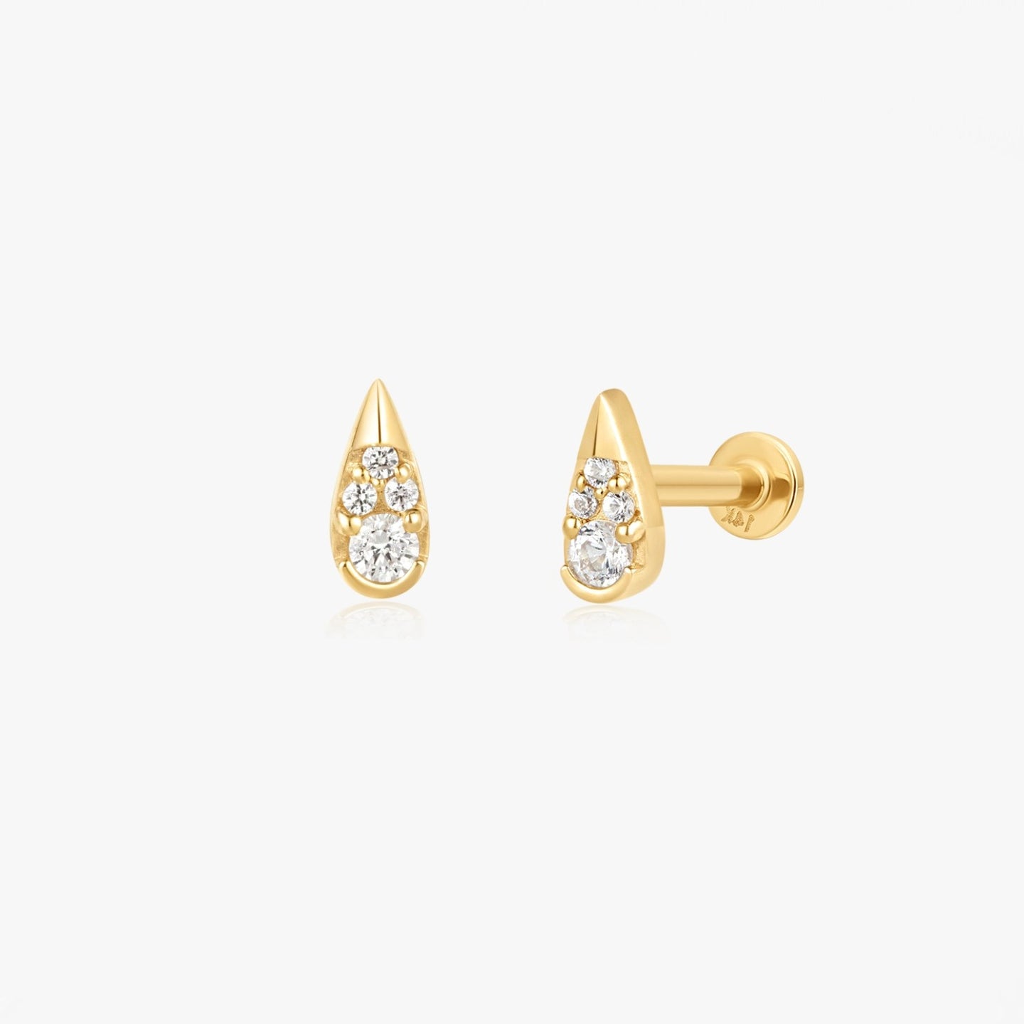 Orecchini piercing labret in oro giallo Drop - Zirconia