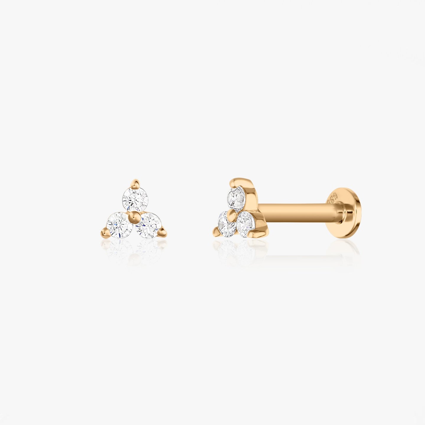 Orecchini piercing labret in oro giallo Petals - Zirconio
