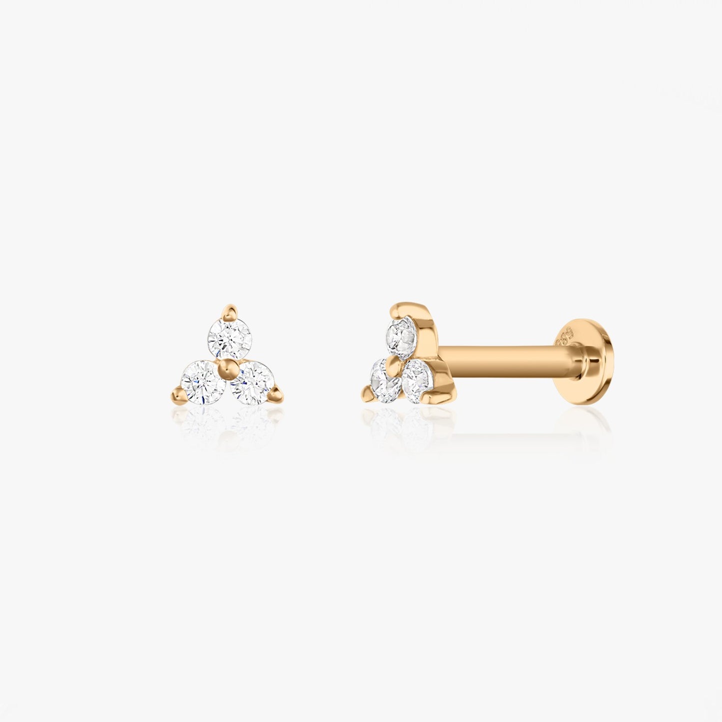 Orecchini piercing labret in oro giallo Petals - Zirconio