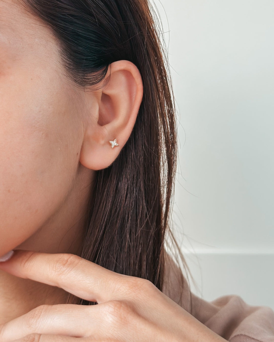 Orecchini piercing labret in oro giallo Shining Star - Zirconio - Indira