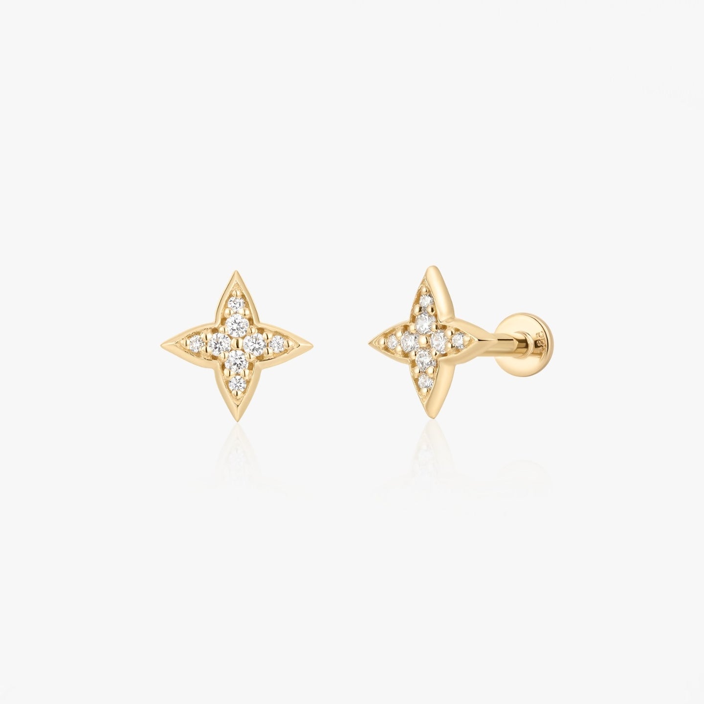 Orecchini piercing labret in oro giallo Shining Star - Zirconio