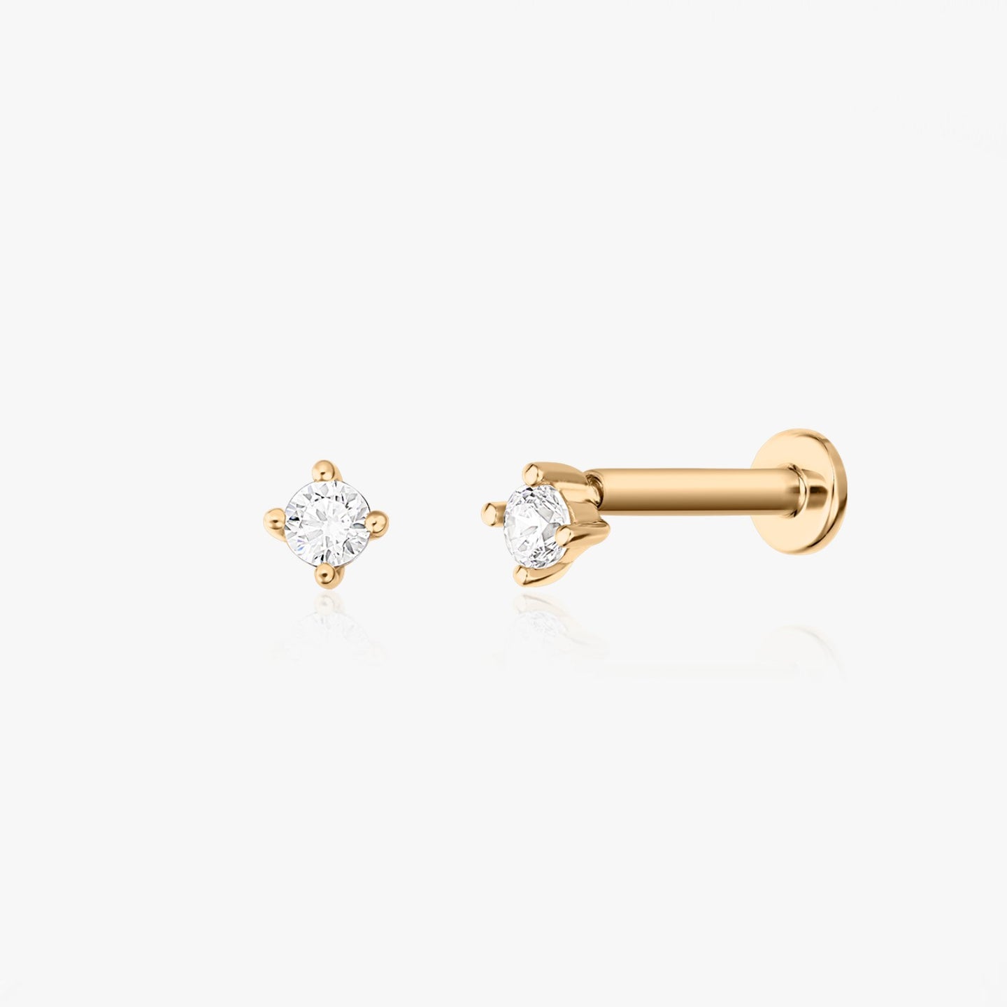 Orecchini piercing labret in oro giallo Simple Shine - Zirconia