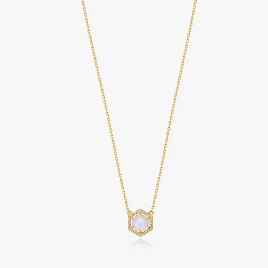 Collana in argento Golden Lucy - Pietra di Luna - Indira