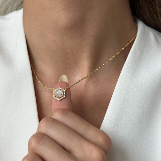 Collana in argento Golden Lucy - Pietra di Luna - Indira