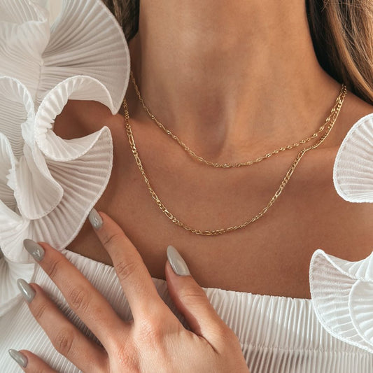 Collana in argento Golden Double Chain - Indira