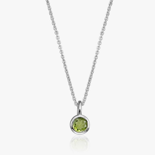 Collana in argento Birthstone Agosto - Peridoto - Indira