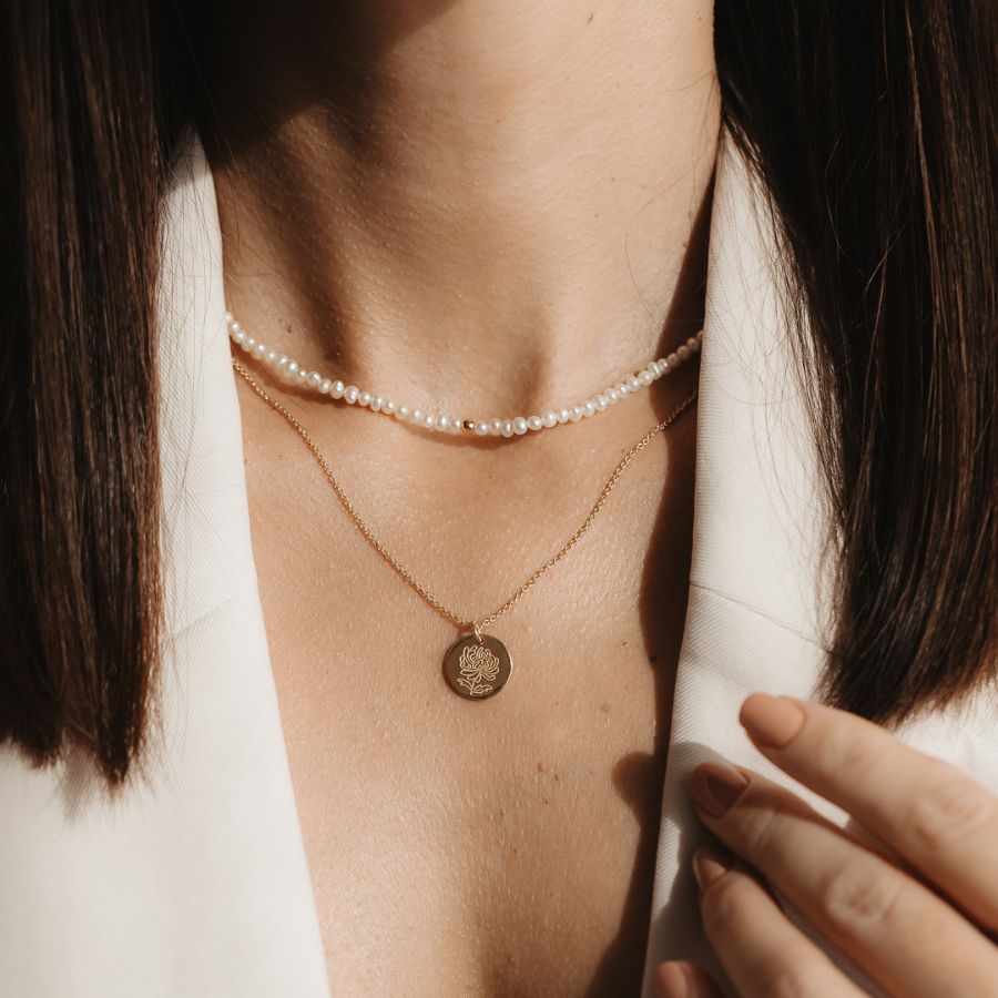 Collana in argento Golden Glamour - Perle naturali - Indira