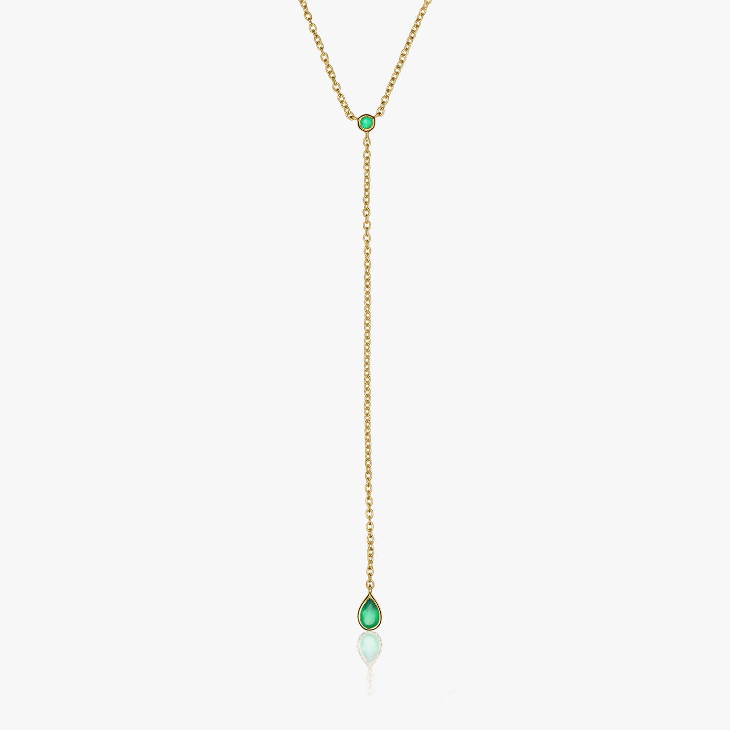 Collana in argento Golden Lariat - Onice Verde - Indira