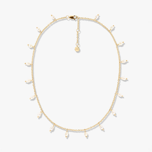 Collana in Argento Golden Pearl Drops - Perle Naturali