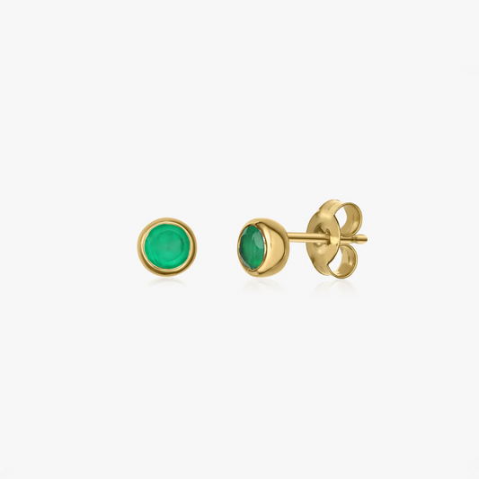 Orecchini in argento Birthstone Golden May - Onice Verde - Indira