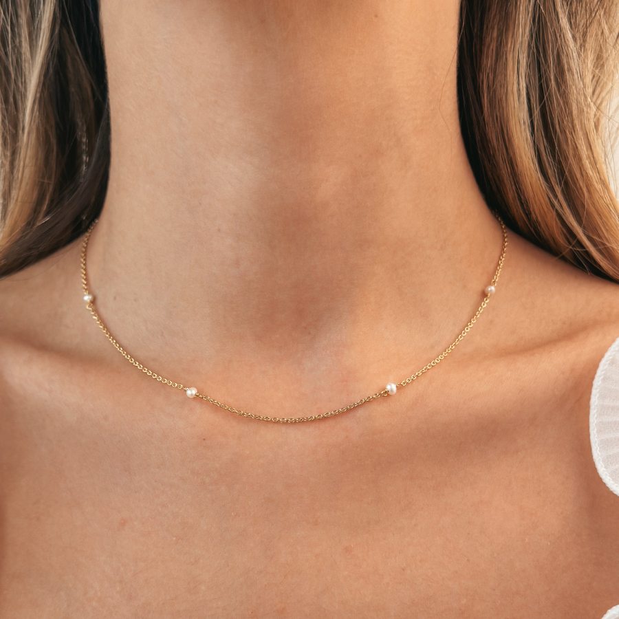 Collana in argento Golden Tiny Pearls - Indira