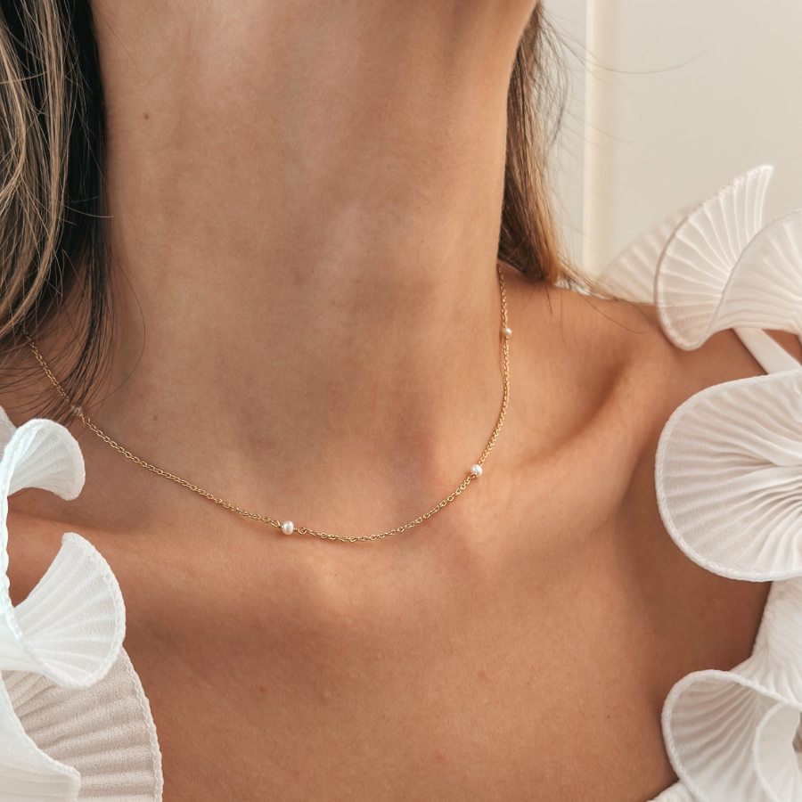 Collana in argento Golden Tiny Pearls - Indira