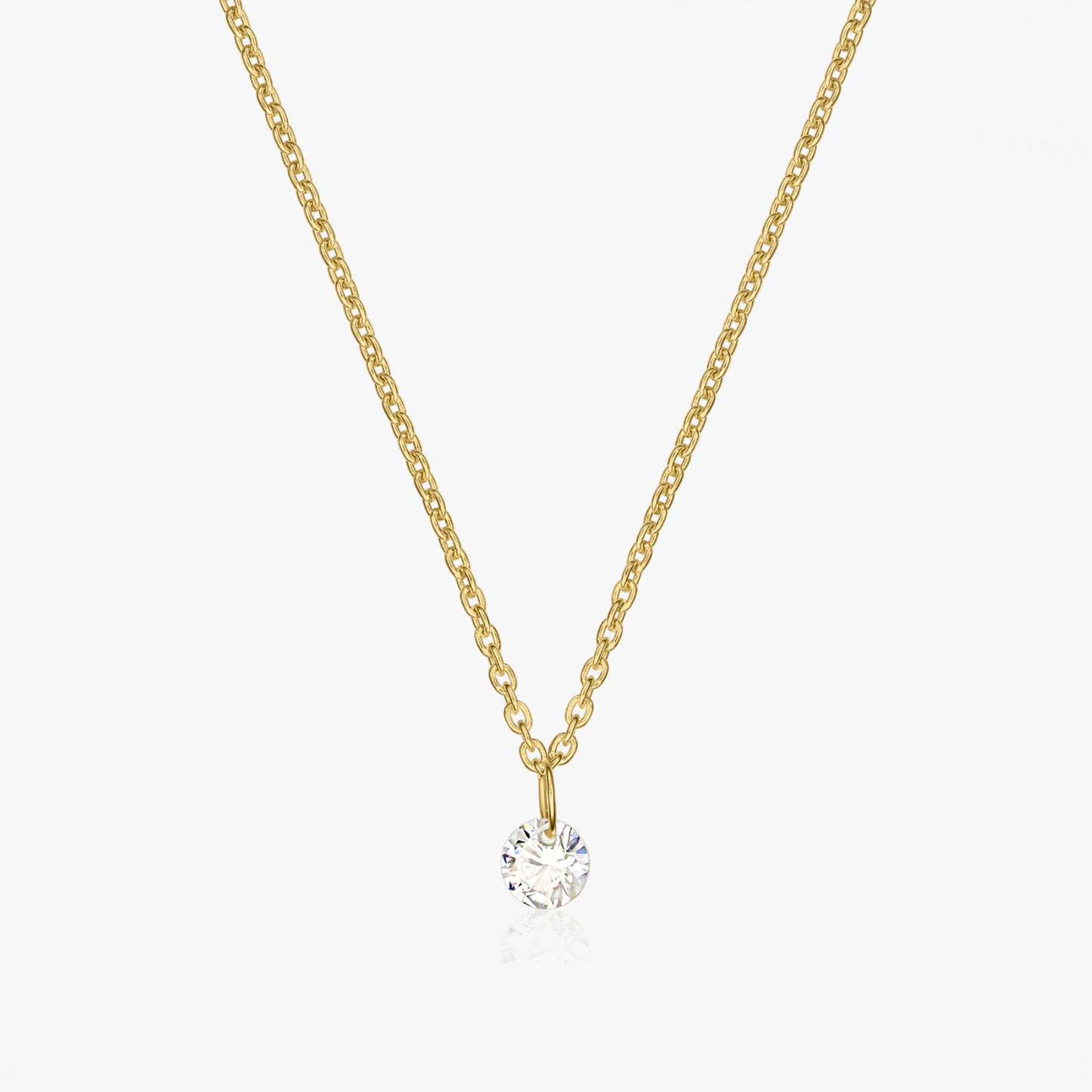 Collana in argento Golden Solitaire - Zirconio - Indira