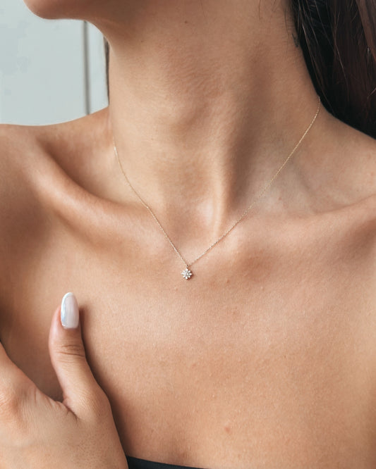 Collana in oro giallo Flora - Zaffiro bianco, Morganite rosa - Indira